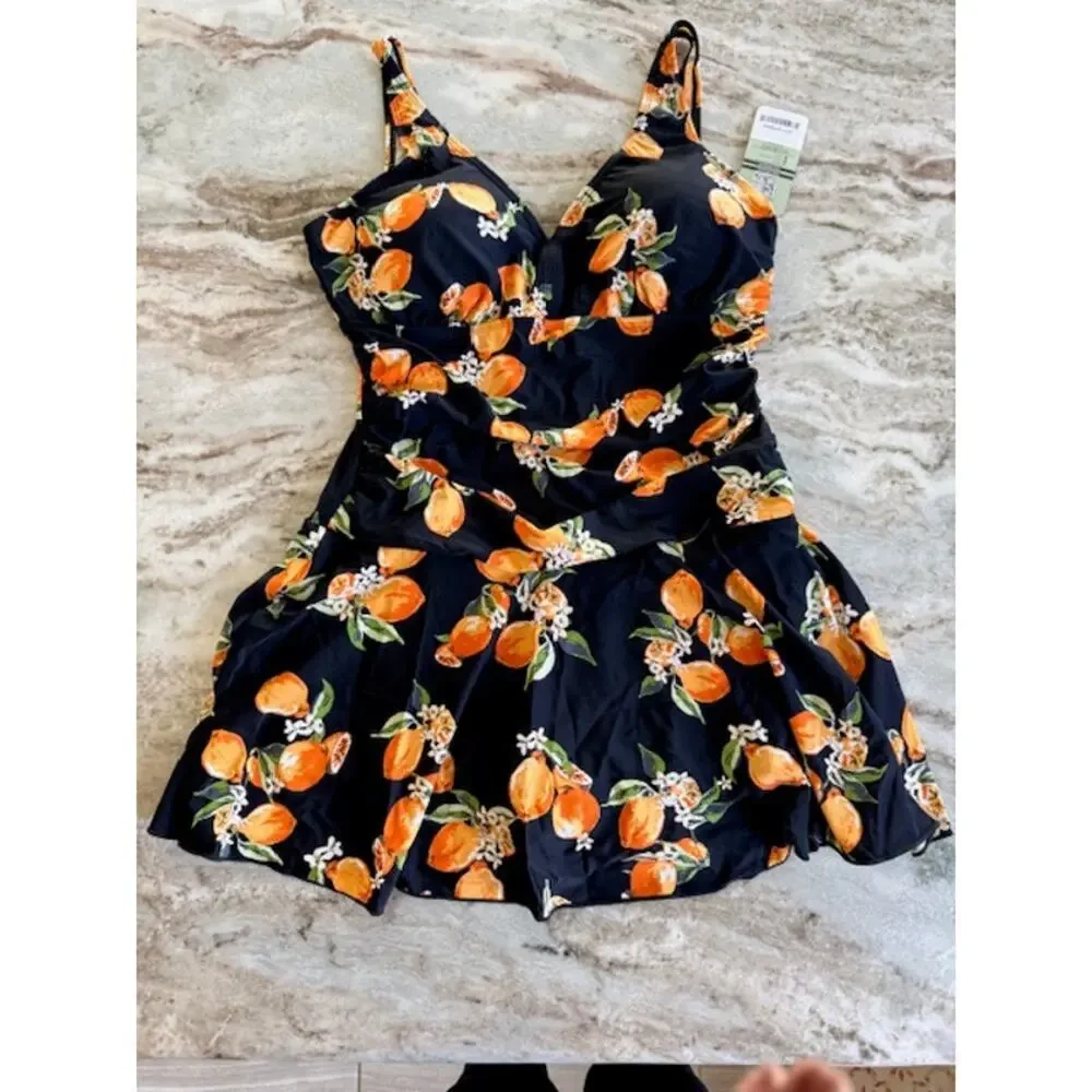 Shekini - One Piece Ruched Retro Swimdress - Large - Picture 3 of 6